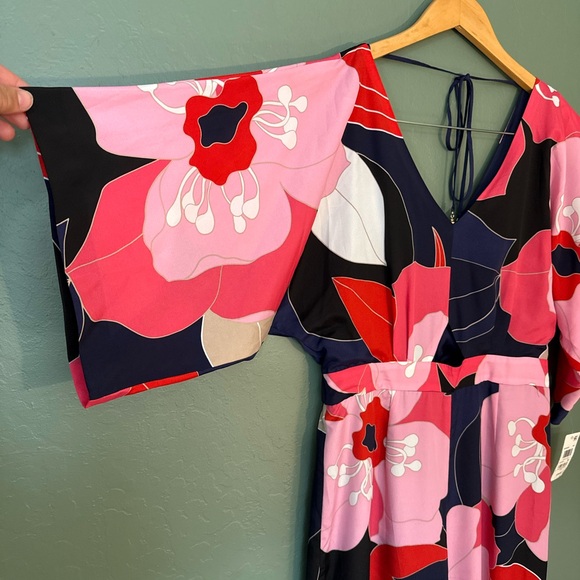 Trina Turk Pink and Navy Floral Jumpsuit - Picture 2 of 8